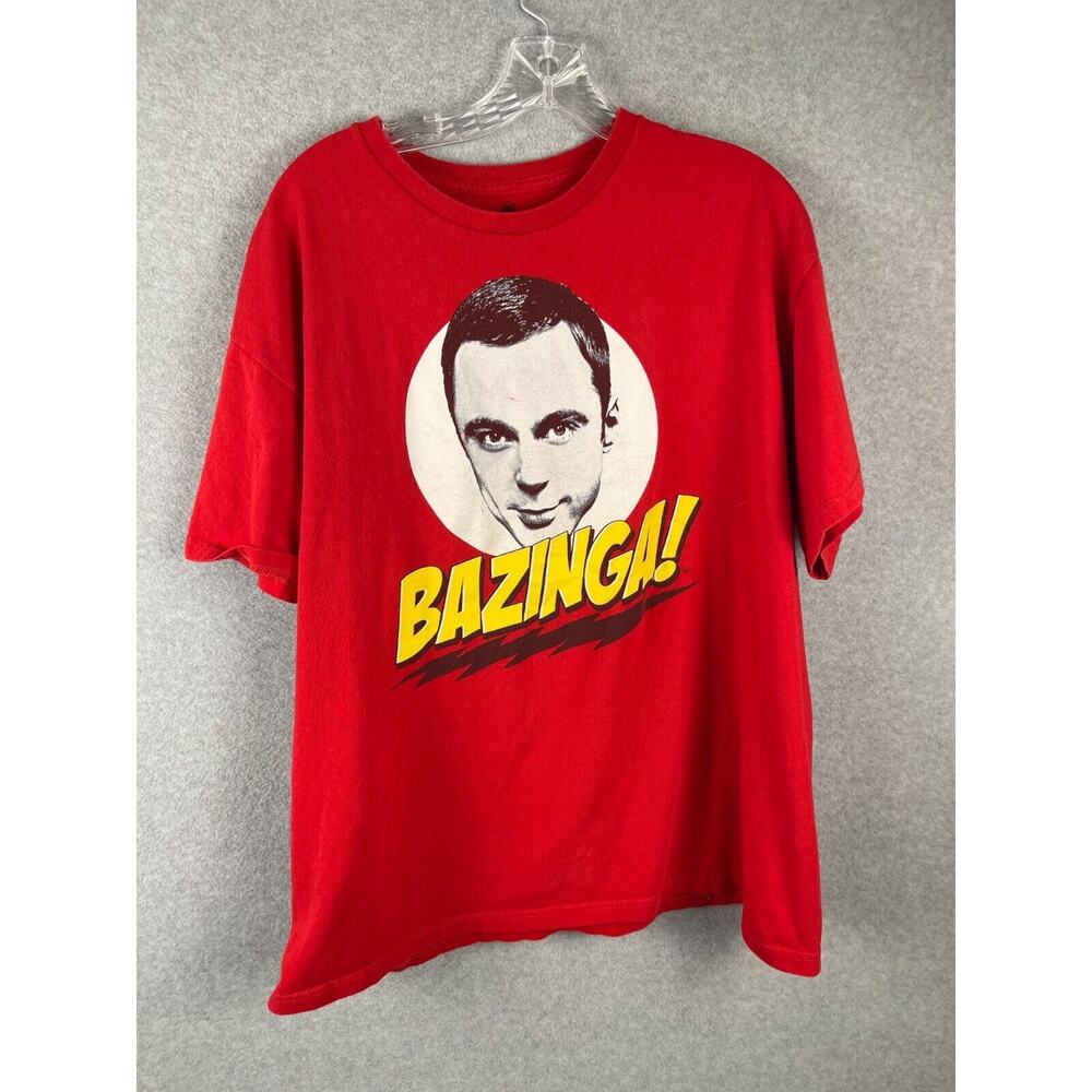 Big Bang Theory Sheldon T Shirt Men's Size XL Red Bazinga Tee